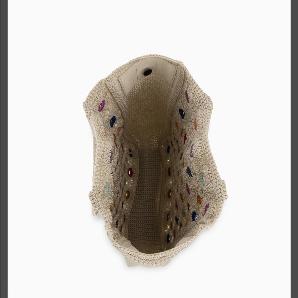 The Sak Crochet Floral Tote in Cream with Multicolor Flowers - Picture 3 of 4